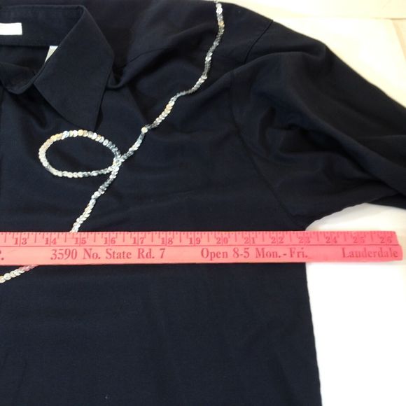 Vintage ELLIOTT Dress Shirt Button Up Black Long Sleeve Cowboy Design Mens L - Picture 12 of 15